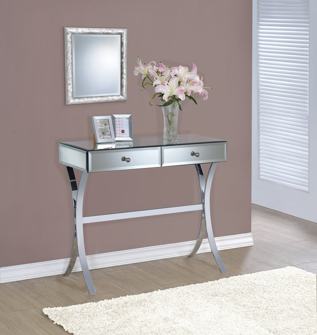 COASTER 2-DRAWER CONSOLE TABLE CLEAR MIRROR