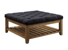 ACME AIZEN DARK GRAY FABRIC & WEATHERED OAK FINISH COCKTAIL OTTOMAN