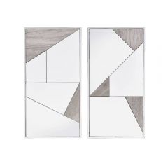 ACME CHAFIK MIRRORED, NATURAL OAK & CHROME ACCENT MIRROR (SET-2)