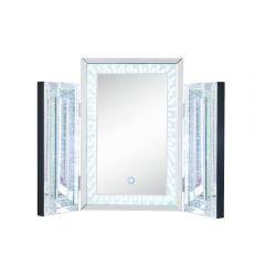 ACME NYSA MIRRORED & FAUX CRYSTALS ACCENT MIRROR W/LED