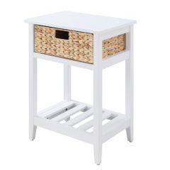 ACME CHINU WHITE & NATURAL FINISH ACCENT TABLE