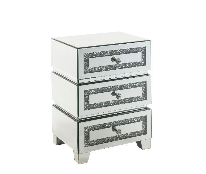 ACME NORALIE MIRRORED & FAUX DIAMONDS ACCENT TABLE