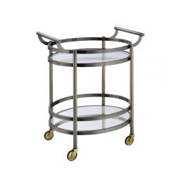 ACME LAKELYN CLEAR GLASS & BRUSHED BRONZE FINISH SERVING CART