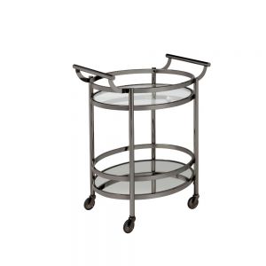 ACME LAKELYN CLEAR GLASS & BLACK NICKEL FINISH SERVING CART