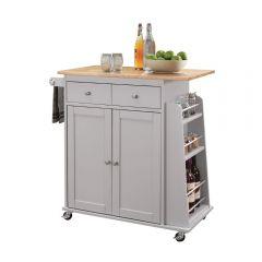 ACME TULLARICK NATURAL & GRAY FINISH KITCHEN CART