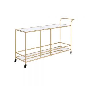 ACME KENDA CLEAR GLASS, MIRRORED & GOLD FINISH SERVING CART