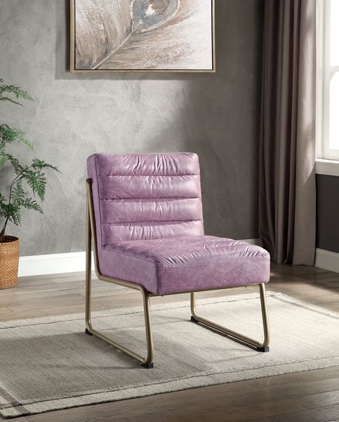 ACME LORIA WISTERIA TOP GRAIN LEATHER ACCENT CHAIR