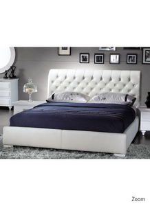GRAKO White leatherette upholstery Queen Bed