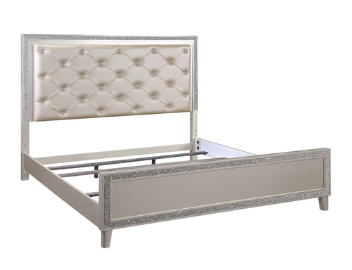 ACME SLIVERFLUFF AND CHAMPAGNE CALIFORNIA KING BED W/STORAGES