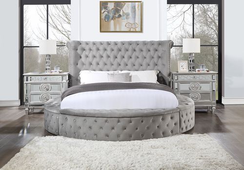 ACME GAIVA GRAY VELVET BEDROOM SET (4 PC)