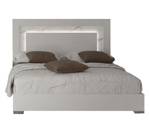 ESF CARRARA LED WHITE QUEEN BED W/SLATS