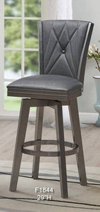 UPDATED GLITTER GREY SWIVEL BAR STOOL