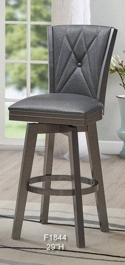 UPDATED GLITTER GREY SWIVEL BAR STOOL