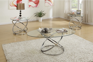 UPDATED 3PCS COFFEE TABLE SET GLASS TOP CLEAR