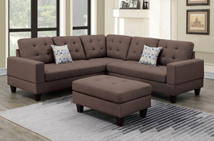 UPDATED 3PCS SECTIONAL W/2 ACCENT PILLOW AND OTTOMAN