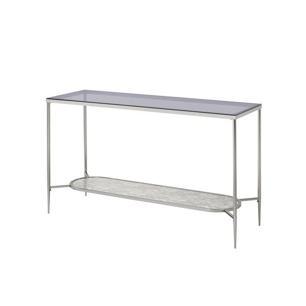 ACME ADELRIK GLASS AND CHROME SOFA TABLE