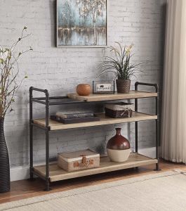 ACME BRANTLEY OAK & SANDY BLACK FINISH BOOKSHELF