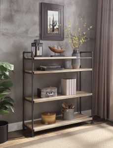 ACME BRANTLEY OAK & SANDY BLACK FINISH BOOKSHELF