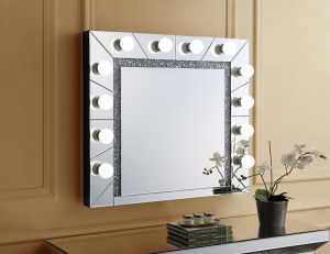 ACME NORALIE MIRRORED & FAUX DIAMONDS ACCENT MIRROR