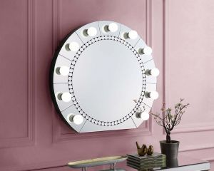 ACME FARAI MIRRORED & FAUX CRYSTAL DIAMONDS ACCENT MIRROR