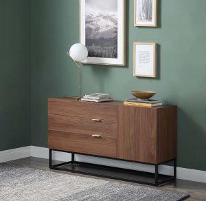 ACME WALDEN WALNUT & BLACK FINISH CONSOLE TABLE