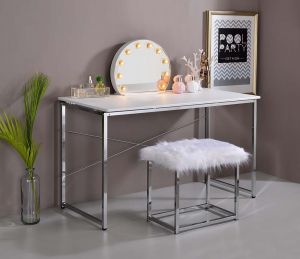 ACME TENNOS WHITE & CHROME FINISH VANITY DESK(SAME 93190)