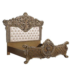 ACME CONSTANTINE PU, LIGHT GOLD, BROWN & GOLD FINISH EK BED