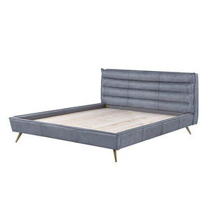 ACME DORIS GRAY TOP GRAIN LEATHER EK BED