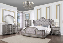 Load image into Gallery viewer, ACME AUSONIA VELVET AND ANTIQUE PLATINUM CALIFORNIA KING BED