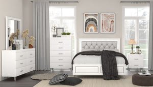 ACME CASILDA GRAY PU & WHITE FINISH QUEEN BED W/LED
