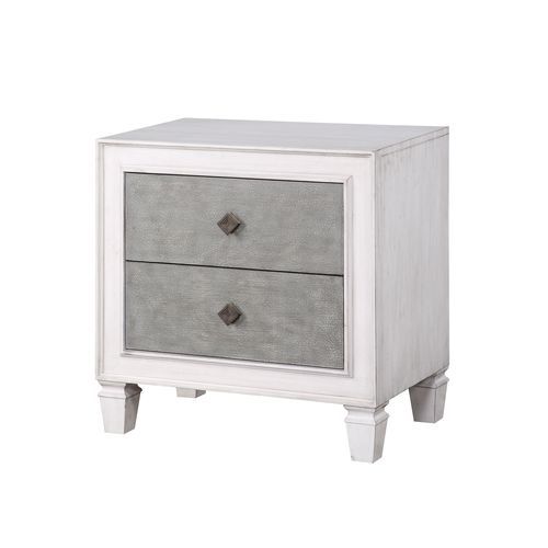 ACME KATIA RUSTIC GRAY & WEATHERED WHITE FINISH NIGHTSTAND