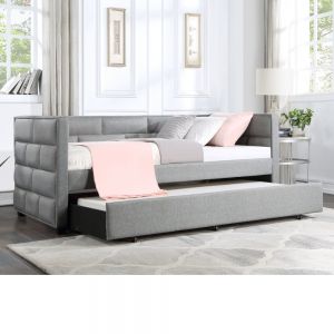 ACME EBBO GRAY FABRIC DAYBED W/TRUNDLE (TWIN)