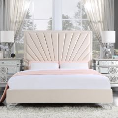 ACME FAIZ BEIGE VELVET EK BED