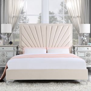 ACME FAIZ BEIGE VELVET QUEEN BED