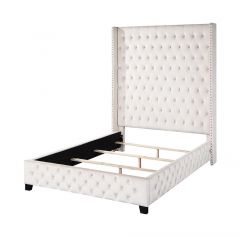 ACME FABRICE BEIGE VELVET QUEEN BED