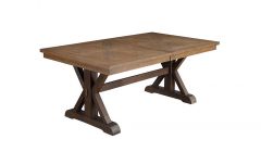 ACME PASCALINE GRAY FABRIC, RUSTIC BROWN & OAK FINISH DINING TABLE