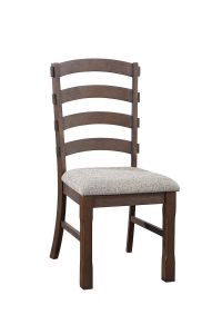 ACME PASCALINE GRAY FABRIC, RUSTIC BROWN & OAK FINISH SIDE CHAIR (SET-2)