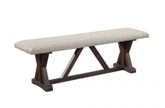 ACME PASCALINE GRAY FABRIC, RUSTIC BROWN & OAK FINISH BENCH