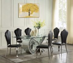 ACME NORALIE MIRRORED & FAUX DIAMONDS DINING TABLE