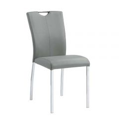 ACME PAGAN GRAY PU & CHROME FINISH SIDE CHAIR (SET-2)