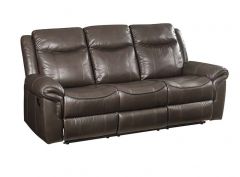 ACME LYDIA BROWN LEATHER AIRE MOTION SOFA W/USB