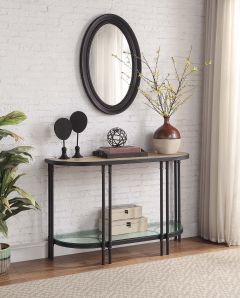 ACME BRANTLEY OAK & SANDY BLACK FINISH SOFA TABLE