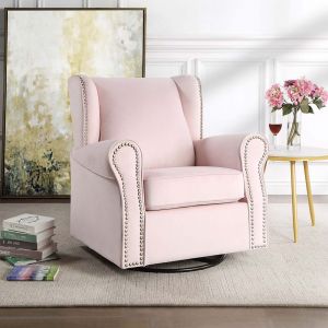 ACME TAMAKI PINK FABRIC SWIVEL CHAIR W/GLIDER